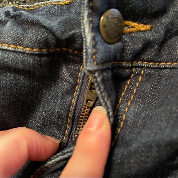 Harley Davidson blue jeans denim pants 10 long EUC bootcut low rise - Picture 13 of 16